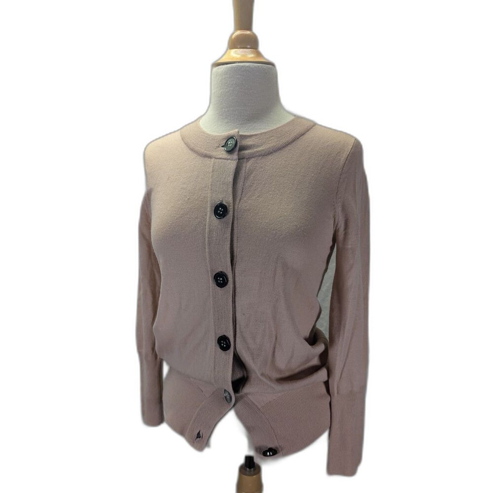 NWOT J.Crew 100% merino wool LS jeweled button-up cardigan mauve Size Medium
